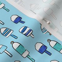 (small scale) playful buoys in blue - summer nautical fabric - blue  - LAD22