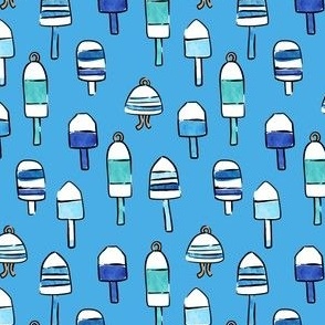 (small scale) playful buoys in blue - summer nautical fabric - ocean blue  - LAD22