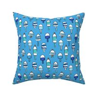 playful buoys in blue - summer nautical fabric - ocean blue  - LAD22