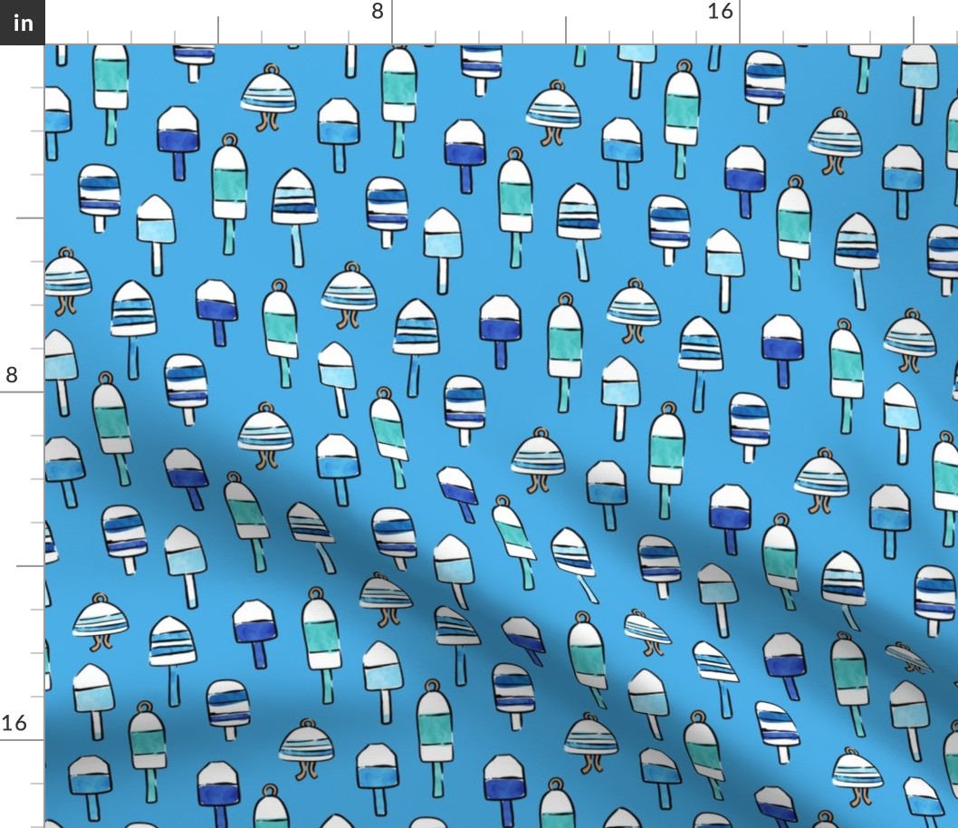 playful buoys in blue - summer nautical fabric - ocean blue  - LAD22