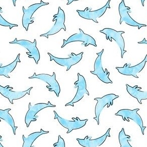 (small scale) dolphins - nautical - light blue - LAD22