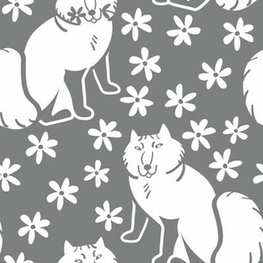 Arctic Fox Nordic style  grey and white pattern