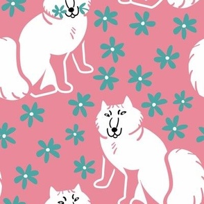 Arctic Fox Nordic style  Pink, White and Turquoise