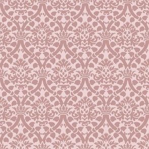 damask with crowns, blush pink