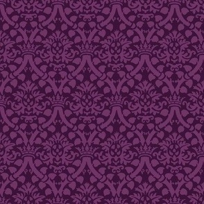 damask with crowns, bright aubergine