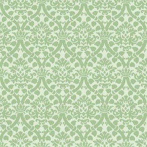 damask with crowns, soft green