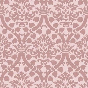 damask with crowns, blush pink 8W