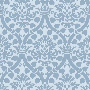 damask with crowns, light blue 8W