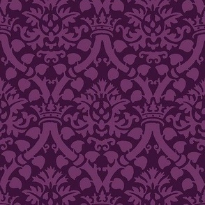 damask with crowns, bright aubergine 8W