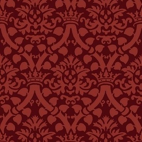 damask with crowns, dark red 8W