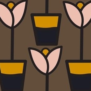 pink flowers on brown background