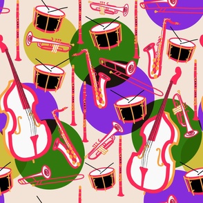 Jazz Motifs in Mardi Gras Colors