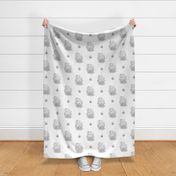 Gray Watercolor Floral Safari Animals Elephant Nursery  