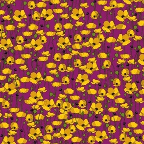 Mustard poppy repeat magenta