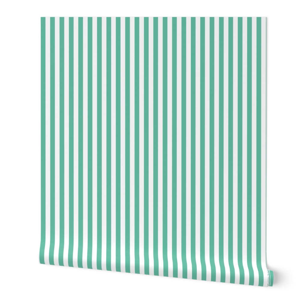 Aqua and white half inch stripe - vertical