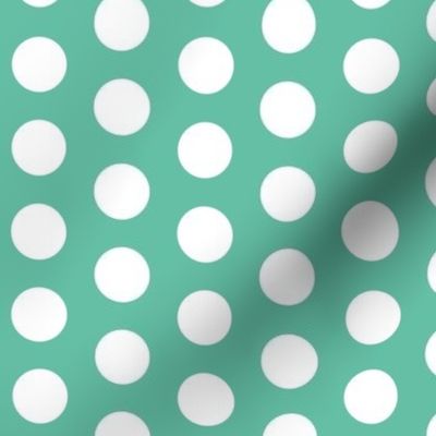 One inch large white polkadots on aqua