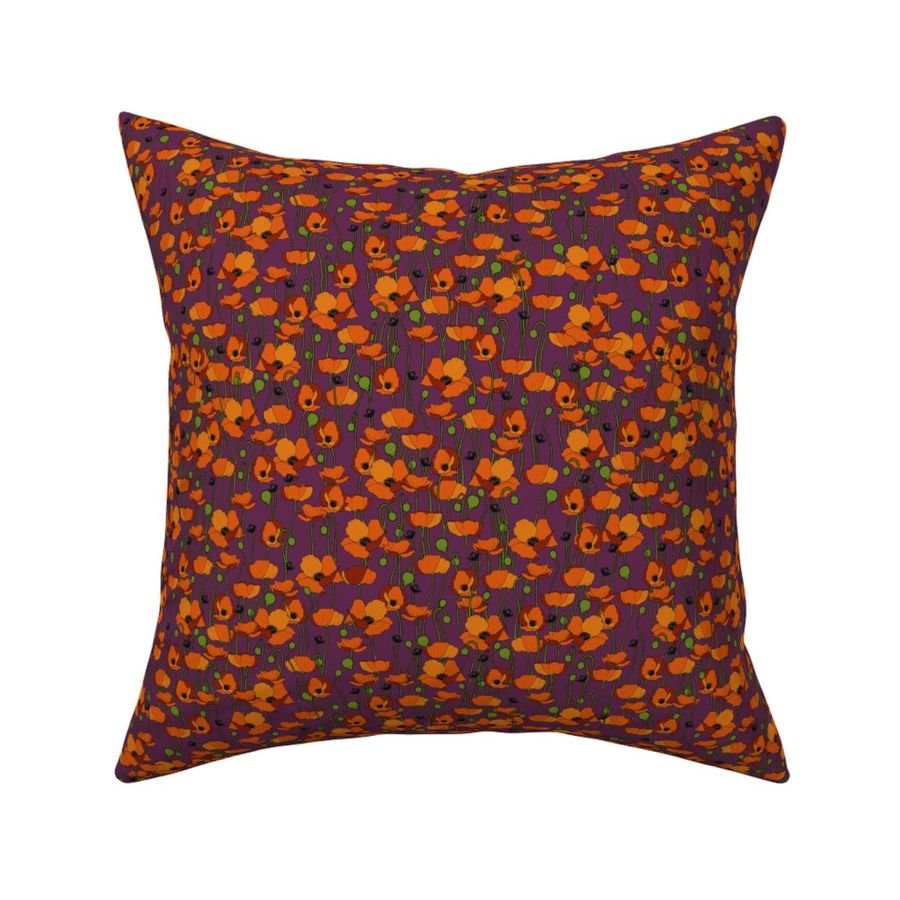 Orange poppy repeat dark magenta - small