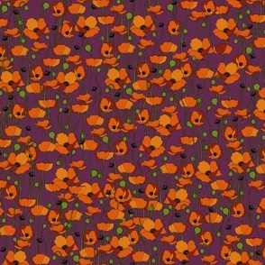 Orange poppy repeat dark magenta - small