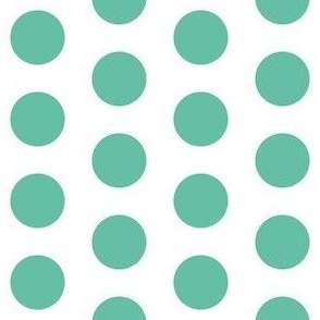 One inch large aqua polkadots on white