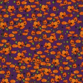 Orange poppy repeat purple - small