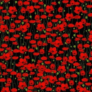 Red poppy repeat black - small