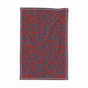 Red poppy repeat mid blue - small