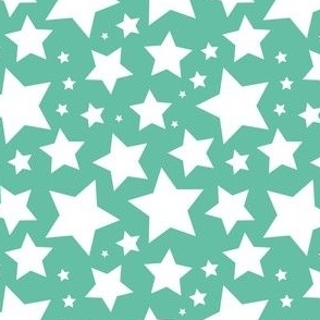 White stars on aqua (medium)