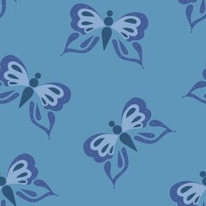 Retro Butterflies in Dusty Blue