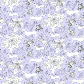 Dachshund Chinoiserie - Periwinkle