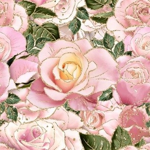 Roses Pink Blush Glittery