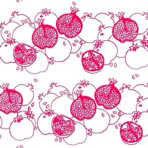 Pomegranate_red fruit outlines on white