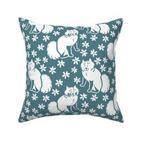 Arctic Fox Nordic style  Teal an white