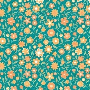 Ditsy orange flowers on 