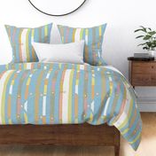 Summer Imperfect Textured Candy Pinstripe - Coral_ Blue_ Gold_ Pink_ Mushroom, White 4 - Large Scale