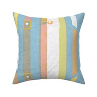 Summer Imperfect Textured Candy Pinstripe - Coral_ Blue_ Gold_ Pink_ Mushroom, White 4 - Large Scale