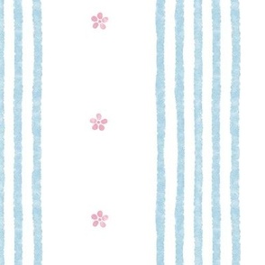 Light blue stripes with small flowers