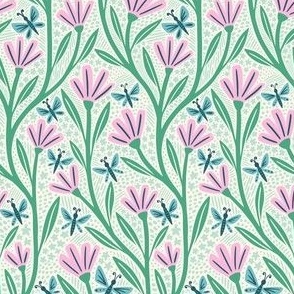 Eva Trailing Floral | Small Scale | Pink Green Blue