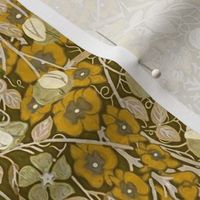 Vintage ivory and golden yellow floral 