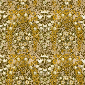 Vintage ivory and golden yellow floral 