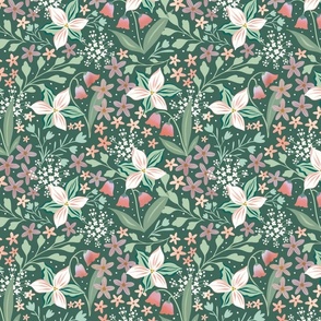 Green Wildflower Woods Fabric