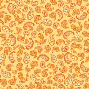 Watercolor Pastel Yellow Paisley 