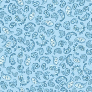 Watercolor Pastel Blue Paisley 