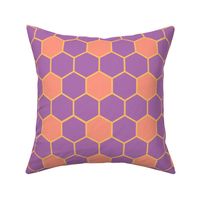 orange and purple honeycomb, hexagons, geometric, beeswax
