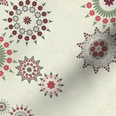 Floral Cogs - Brick Red