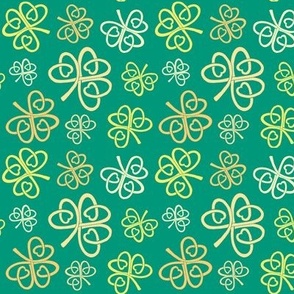 Gold love shamrocks on Irish green