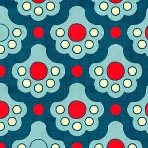 Geometric Fan Pattern on Blue and Red / Large Scale
