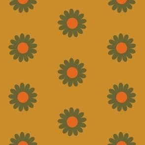 Retro Simple Scandi Daisies in Goldenrod + Olive