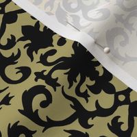 Birds of Paradise Damask Gold and Black