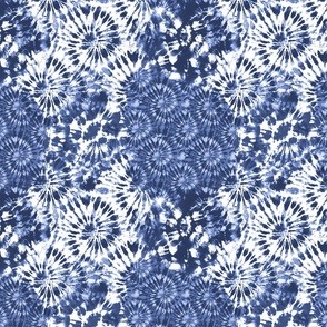 Fresh Blue White Tie Dye  Retro Hippie Pattern