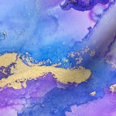 Abstract Ink Painting Texture Blue Purple And Gold